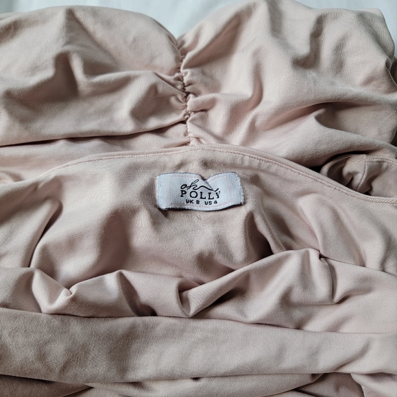 Ohpolly ruched midi dress in blush - Picture 3 of 5